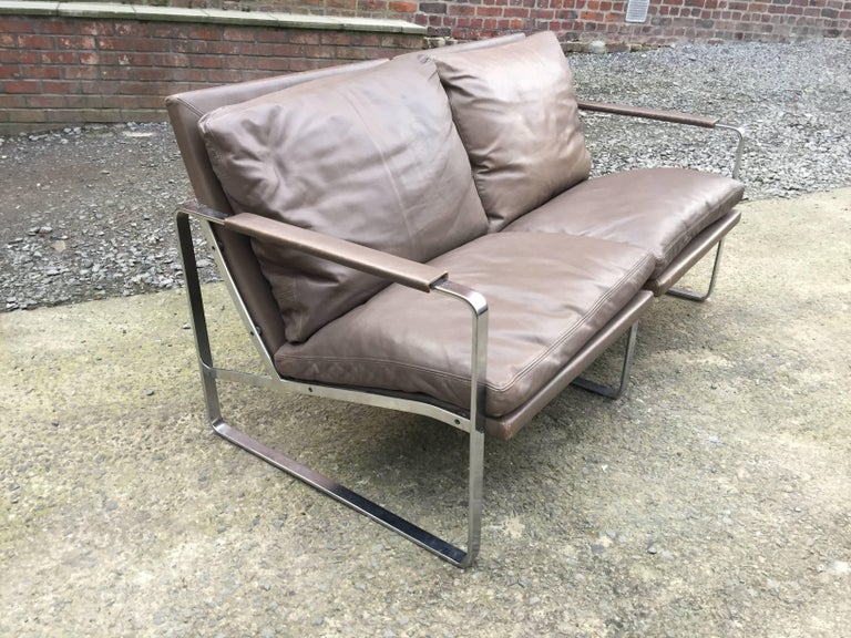 Late 20th Century Two-Seat Leather Sofa by Preben Fabricius & Jørgen Kastholm, Walter Knoll For Sale