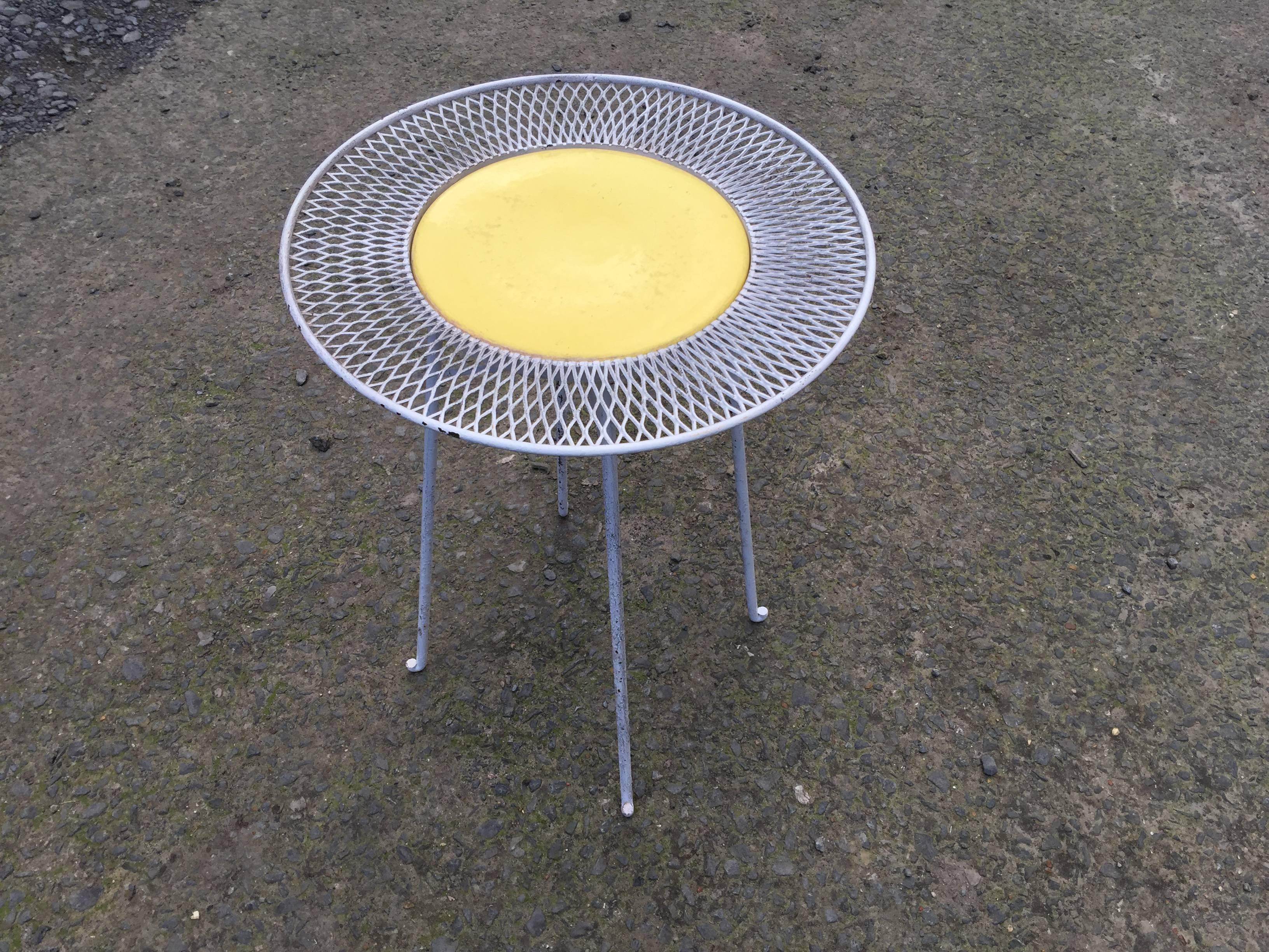 Mid-20th Century Robert Lempereur, Little Side Table in Lacquered Metal, Top in Ceramic For Sale