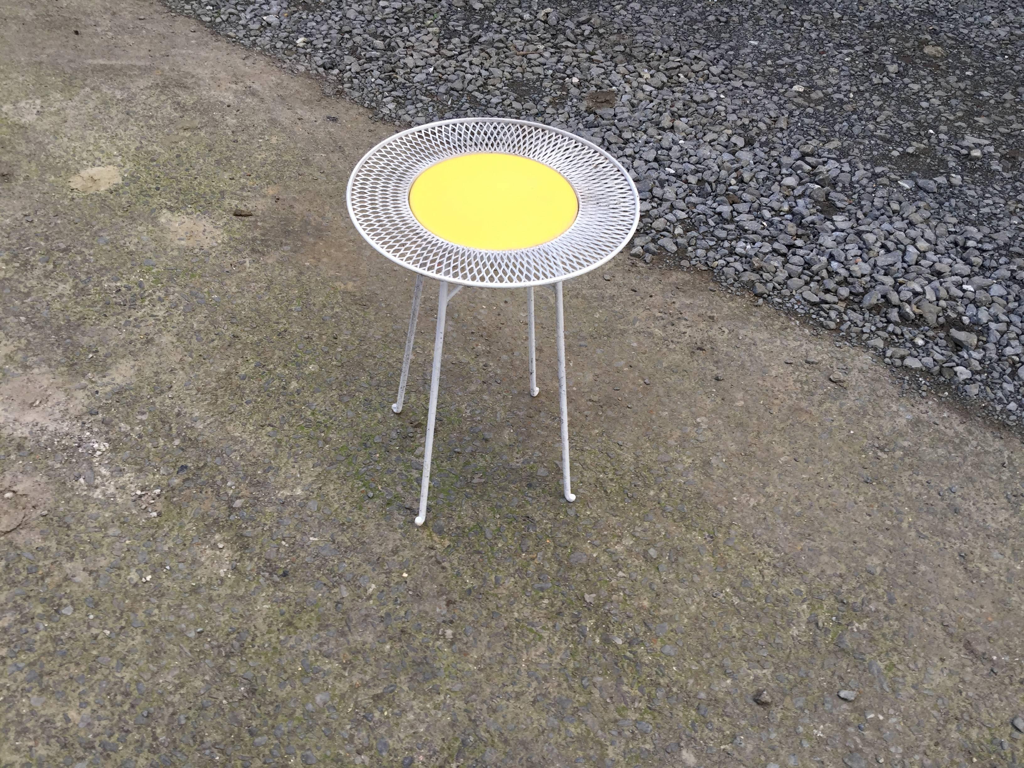 Robert Lempereur, Little Side Table in Lacquered Metal, Top in Ceramic In Excellent Condition For Sale In Saint-Ouen, FR