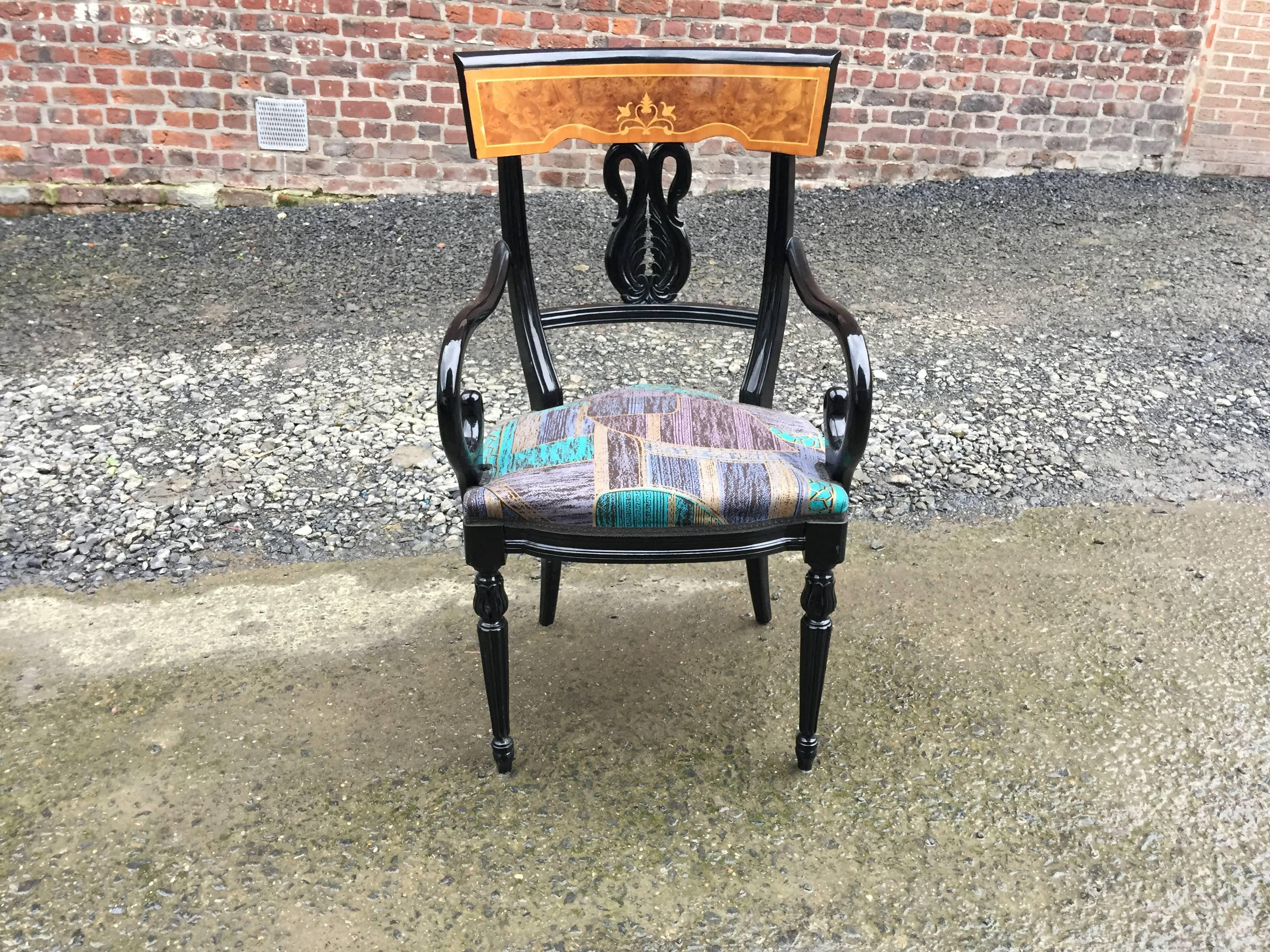 Pair of Neoclassical armchairs circa 1970
6 chairs same model also available.