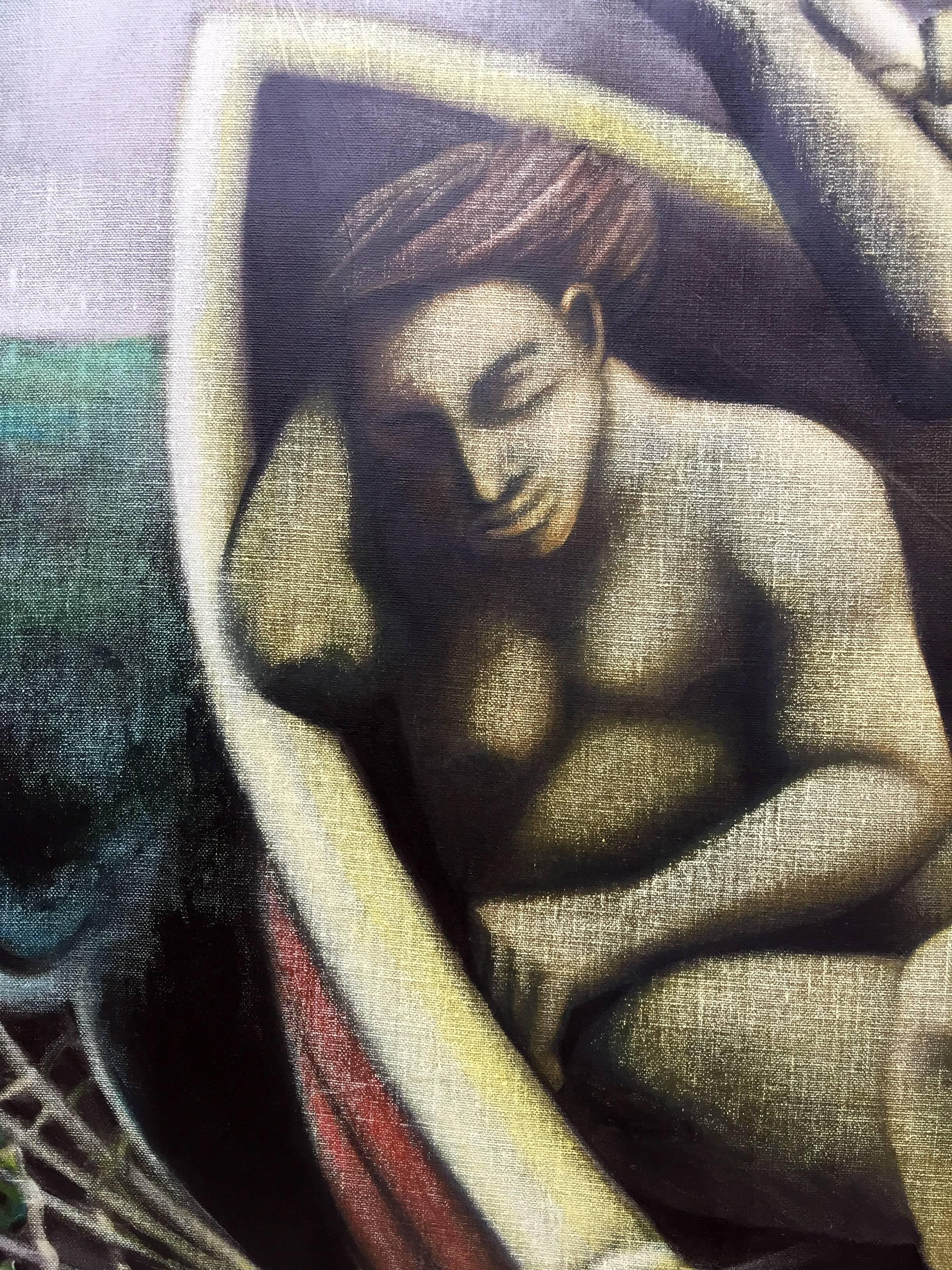 Michèle Demedts, Großes Öl auf Leinwand, signiert Demedts, um 1990 (Belgisch) im Angebot