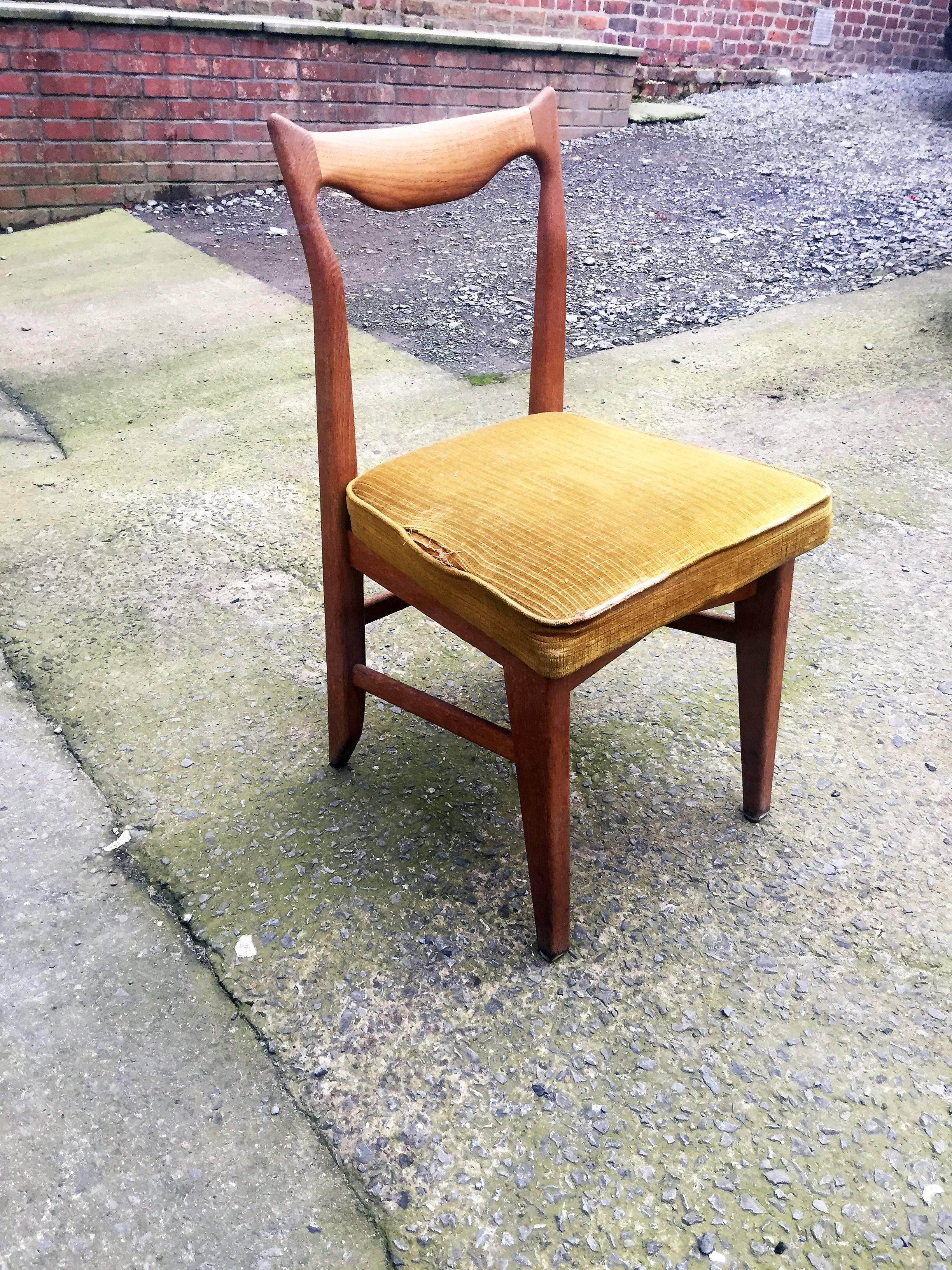 Mid-Century Modern Guillerme et Chambron  12 Oak Dining Chairs, circa 1965