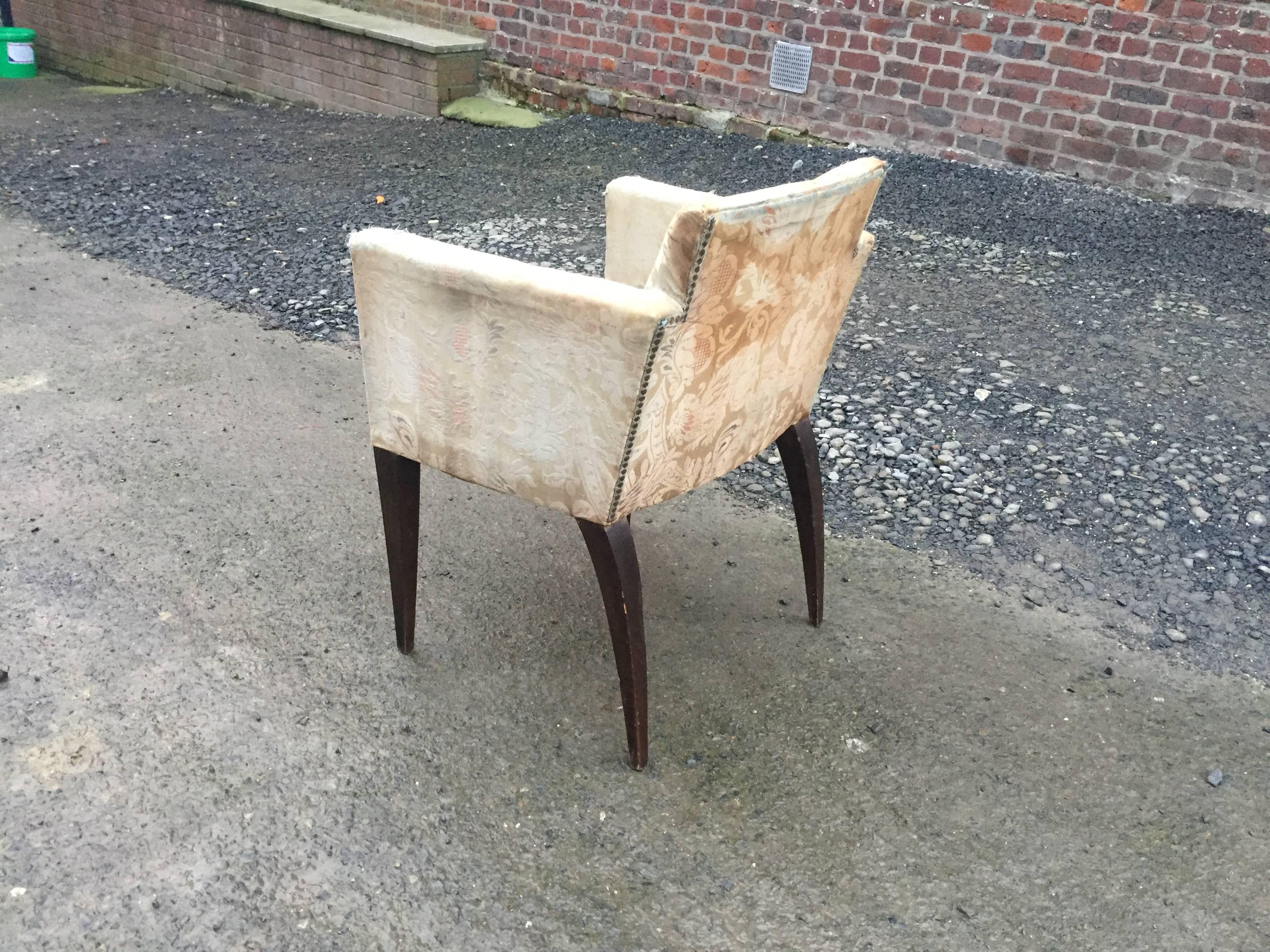 Upholstery Art Deco Armchair in the Style of Alfred Porteneuve For Sale