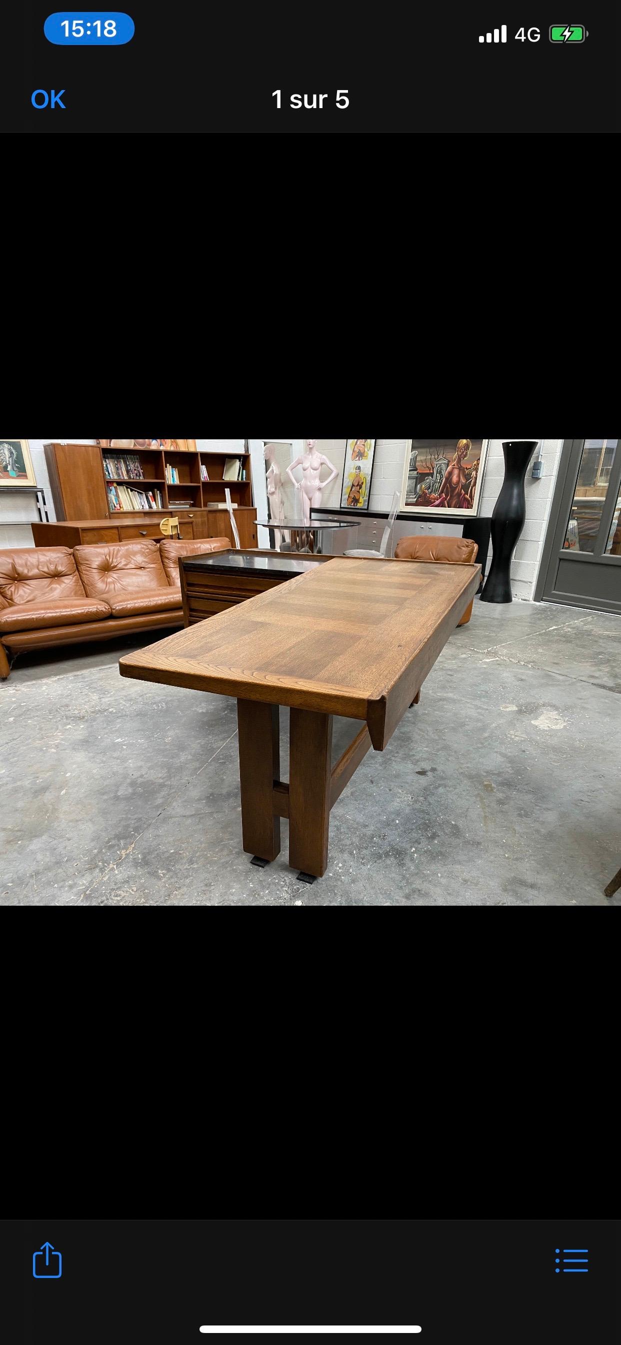 Guillerme et Chambron, Large Oak Desk, Edition Votre Maison, circa 1950/1960 In Good Condition For Sale In Saint-Ouen, FR