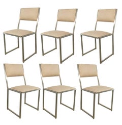 Guy Lefevre for Maison Jansen Set of Six Chairs in Steel