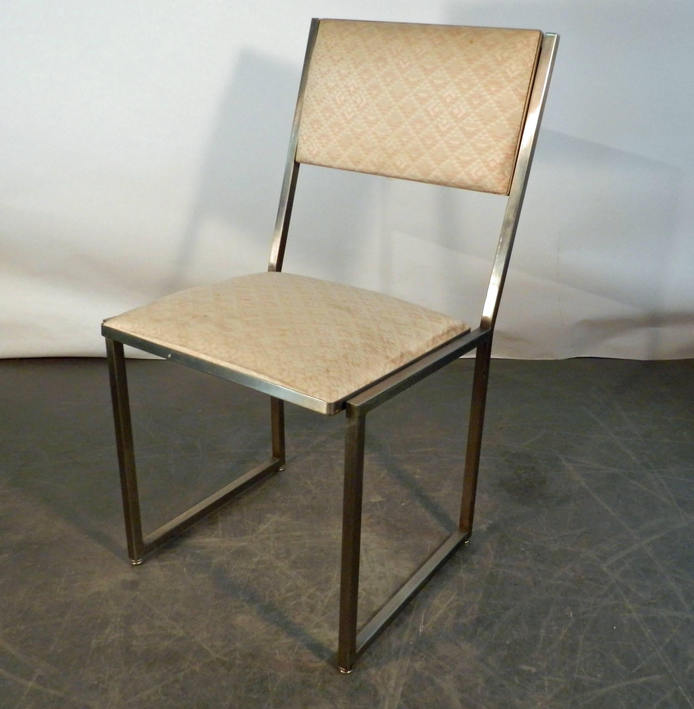 Mid-Century Modern Guy Lefevre for Maison Jansen Set of Six Chairs in Steel