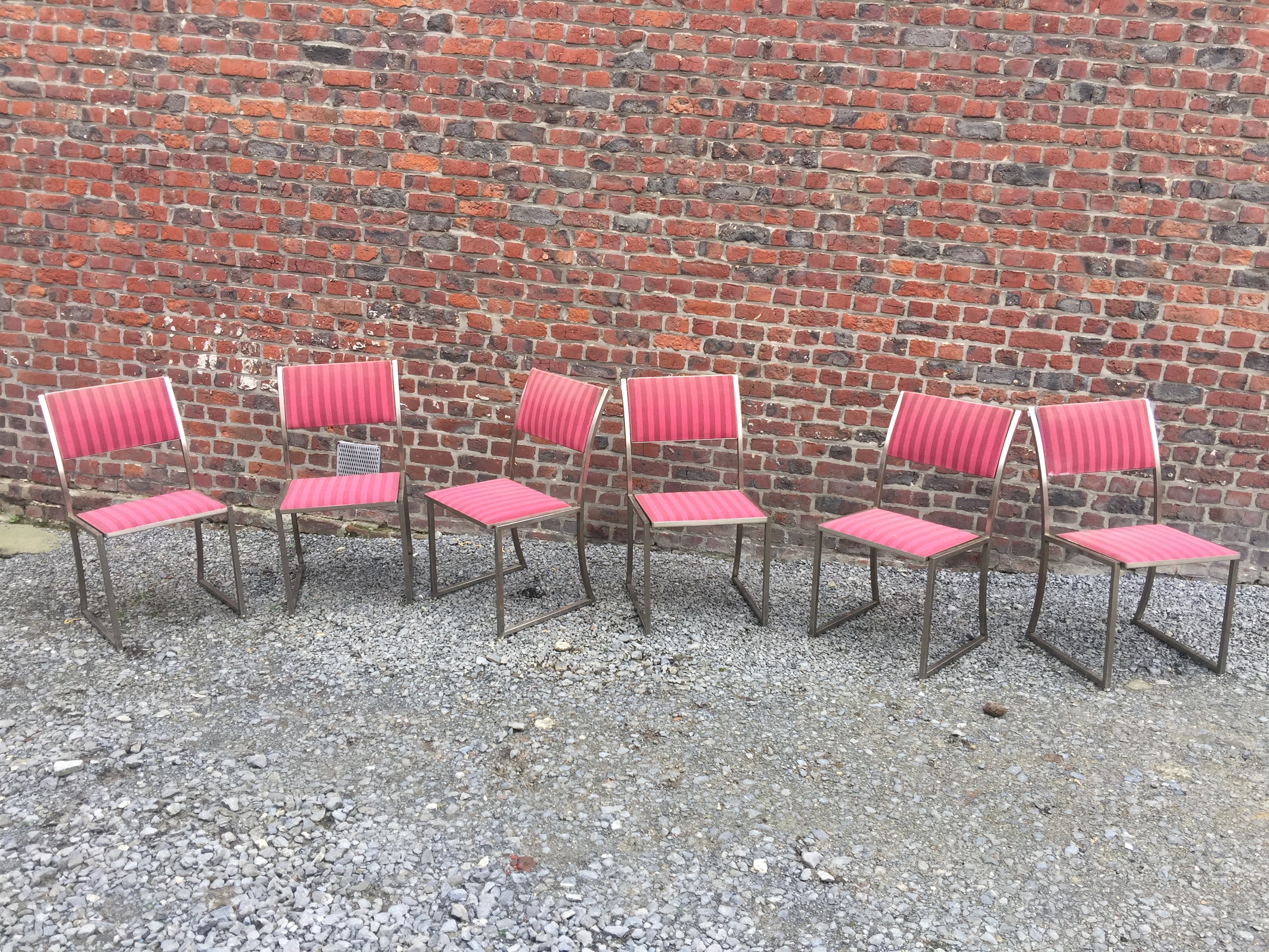 Guy Lefevre pour Maison Jansen  Six chaises en acier