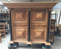 Large Neoclassical Oak Buffet, circa 1950, Louis 13 Style