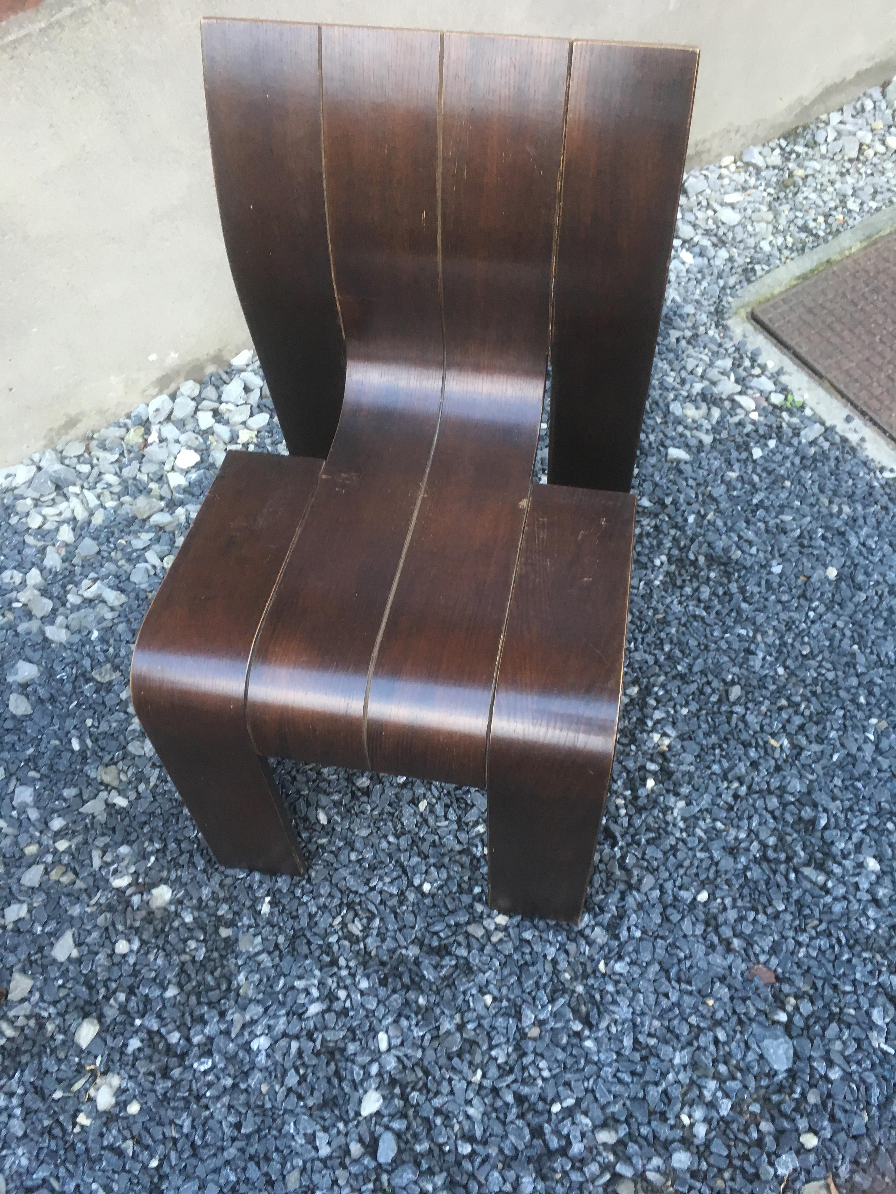 Late 20th Century 1974, Gijs Bakker, Castelijn, four Stackable Bended Wood Strip Chair For Sale