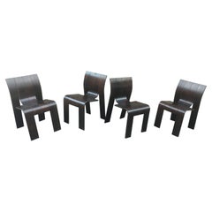 1974, Gijs Bakker, Castelijn, four Stackable Bended Wood Strip Chair