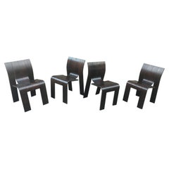 1974, Gijs Bakker, Castelijn, four Stackable Bended Wood Strip Chair