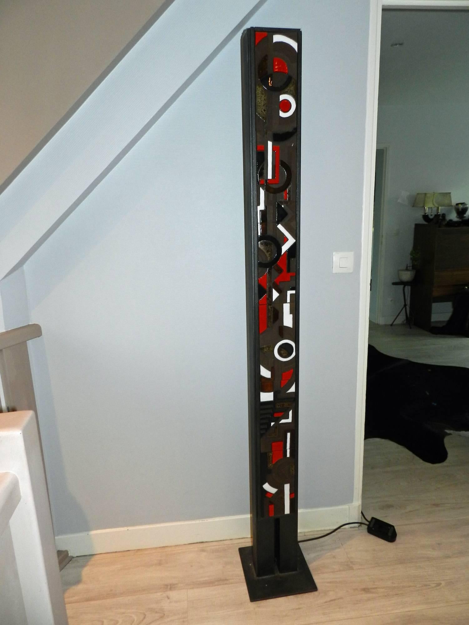 Mid-Century moderno Lampade da terra originali in ferro e ceramica, 1980 circa, firmate 