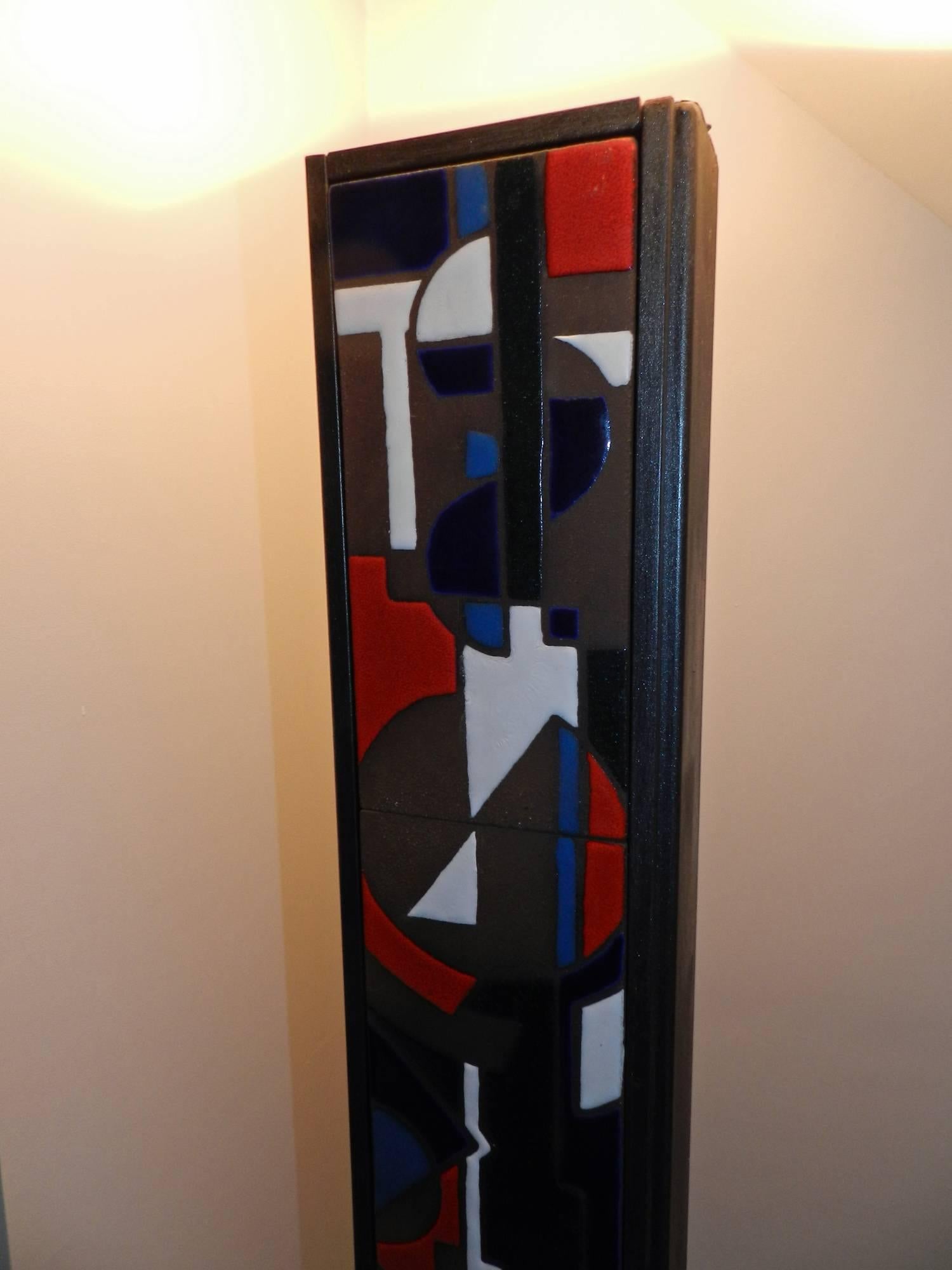 Lampade da terra originali in ferro e ceramica, 1980 circa, firmate 