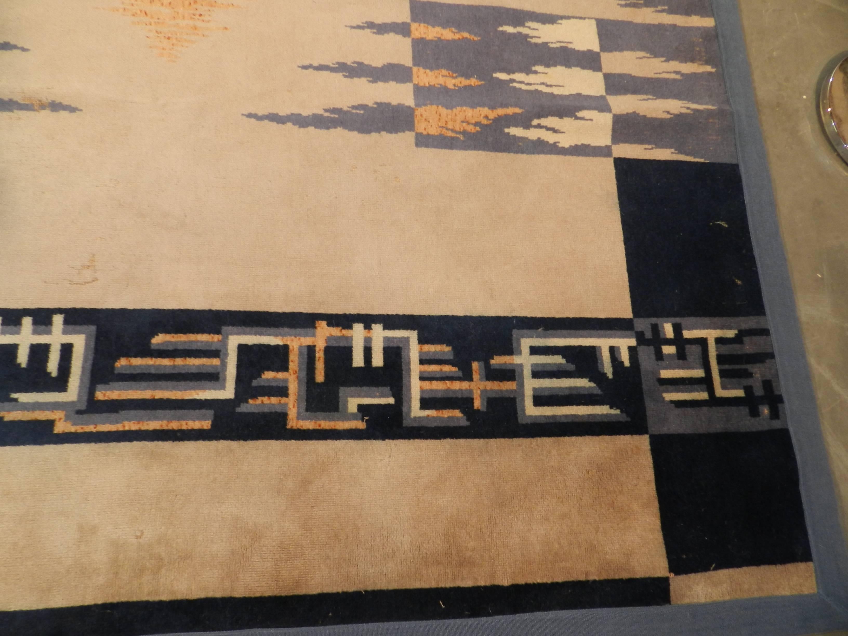 Art Deco Wollteppich, ca. 1930-1940er Jahre.