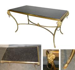 Maison Bagues, 1950 Bronze Coffee Table with Aries Design