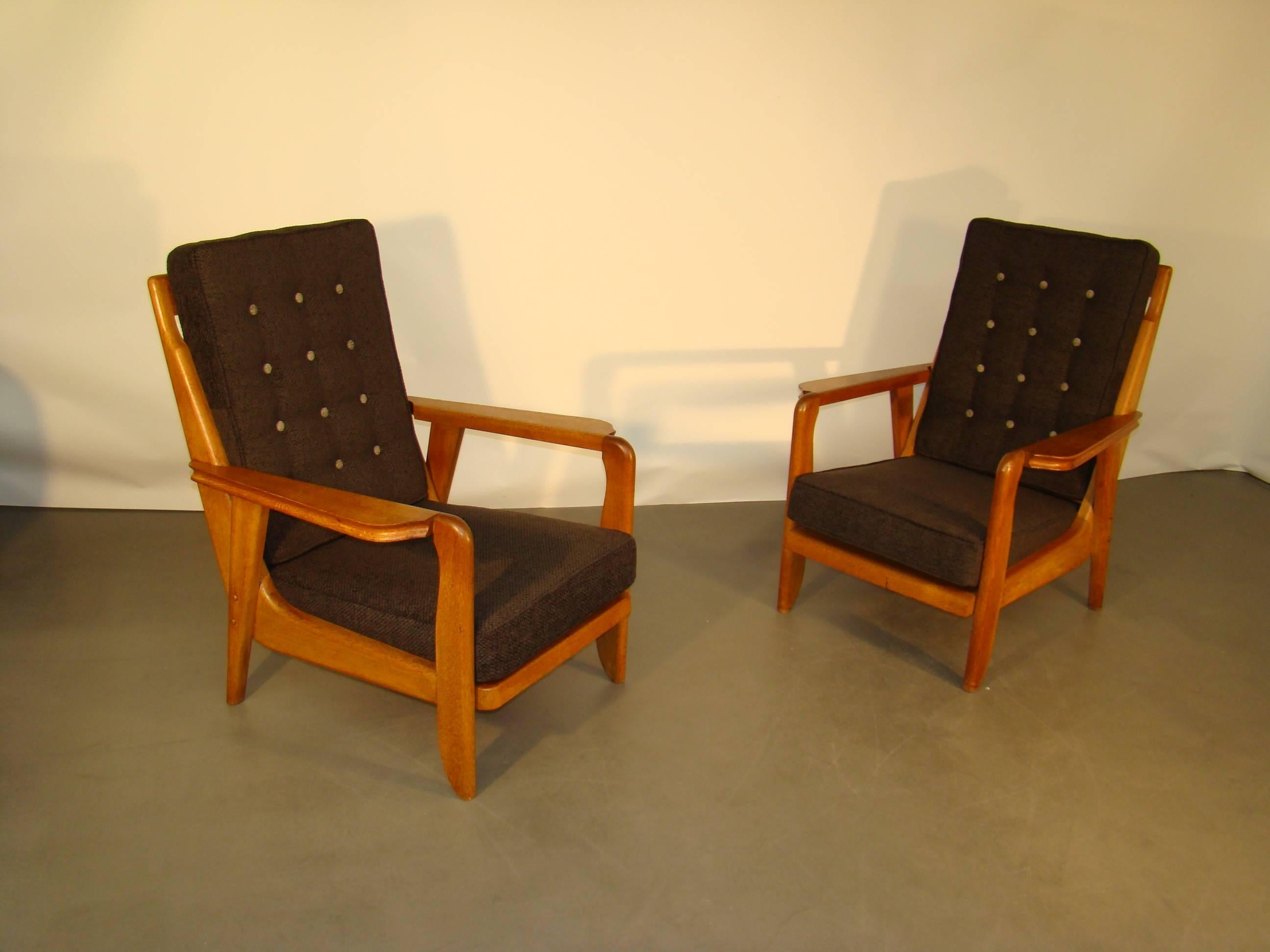 Guillerme et Chambron Pair of 1950s Armchairs 3