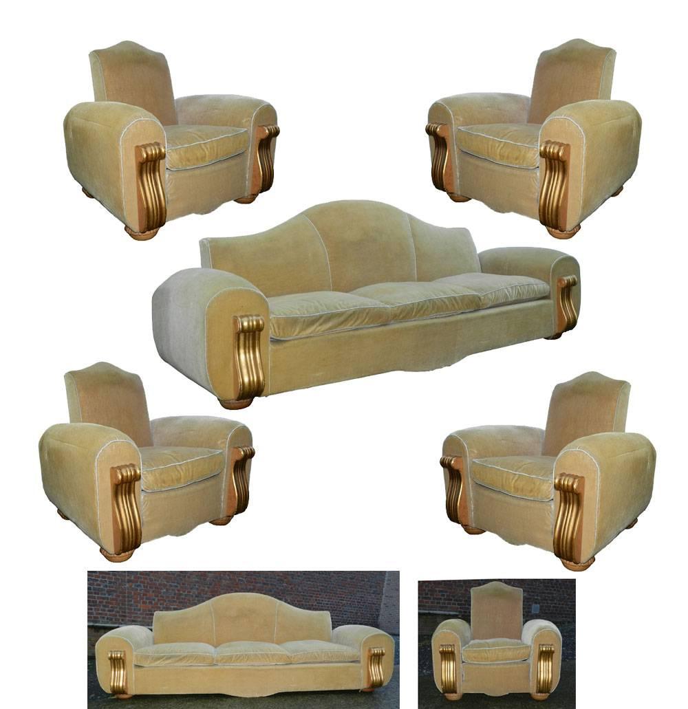 French Very Large Baroque Art Deco Living Room Suite , circa 1940 For Sale