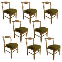 Guillerme et Chambron, Set of Eight Oak Chairs, 1960 Votre Maison Edition 4