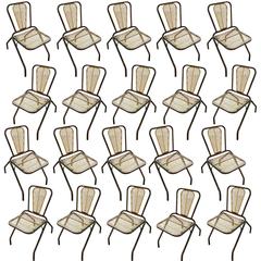 Rare Set of 20 Industrial Bistro Metal Folding Chairs, circa 1930-1950