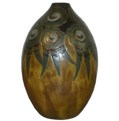 Charles Catteau Stoneware Vase with Flowers Design