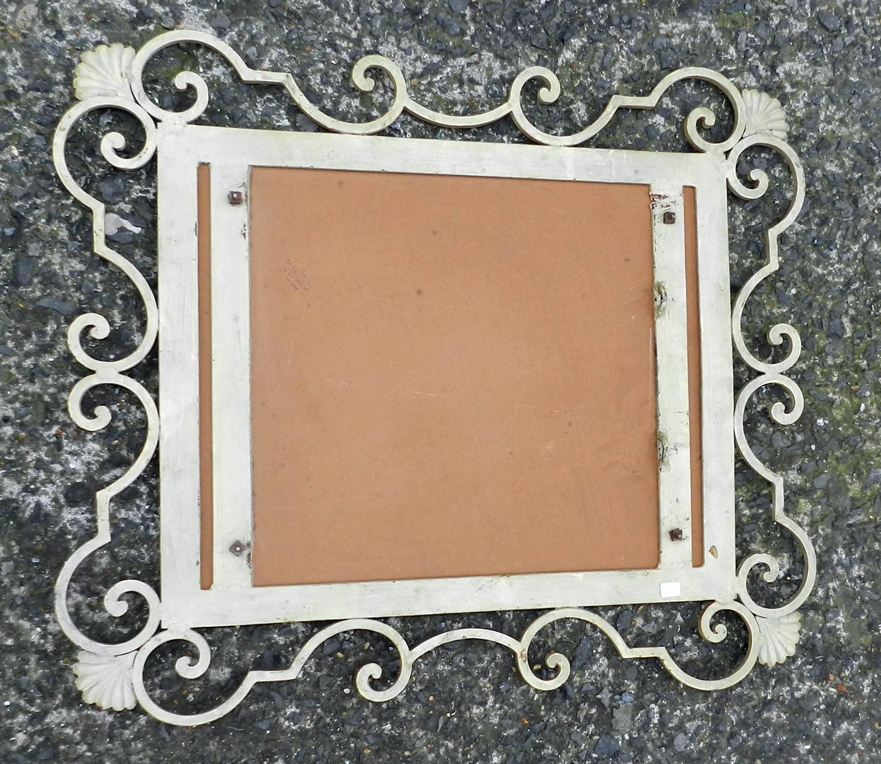 European Art Deco Mirror in Lacquered Wrought Iron, circa 1940