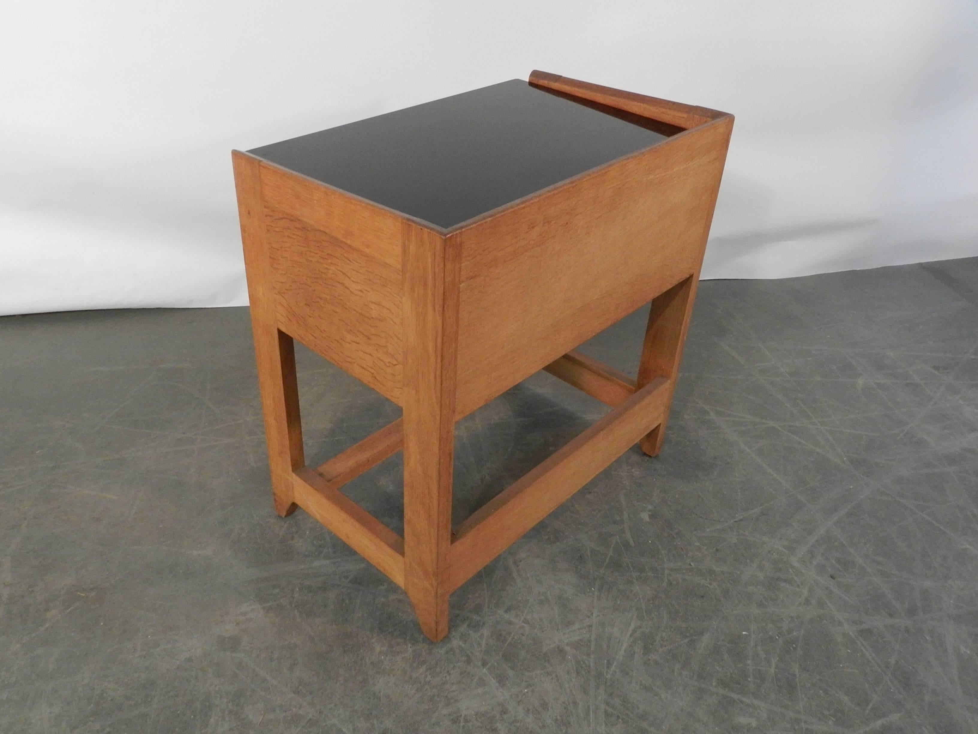 Guillerme & Chambron Oak and Opaline Side Table In Good Condition For Sale In Saint-Ouen, FR