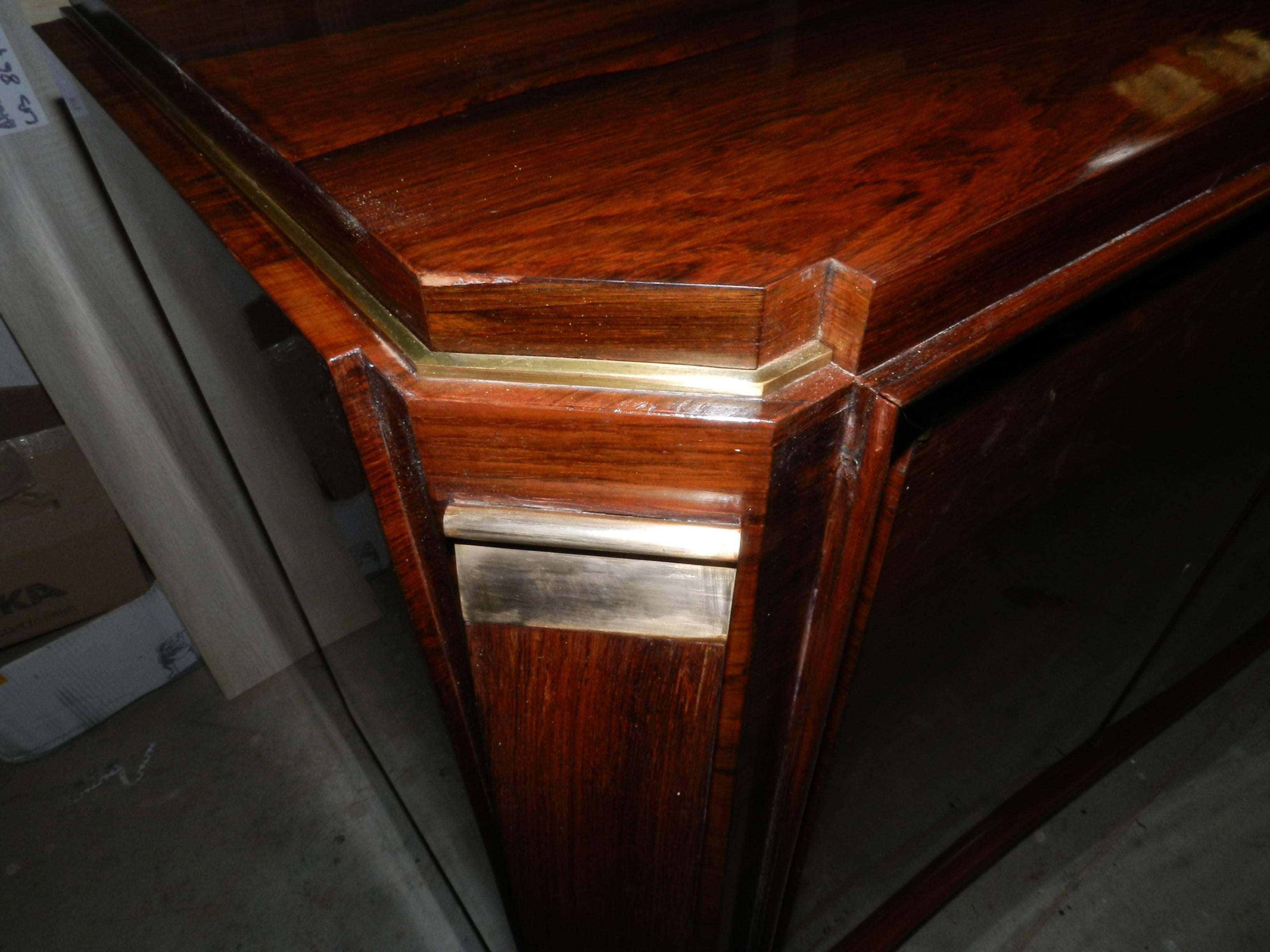 French Maurice Rinck, Large Sideboard in Rosewood Veneer and Gilt Bronze