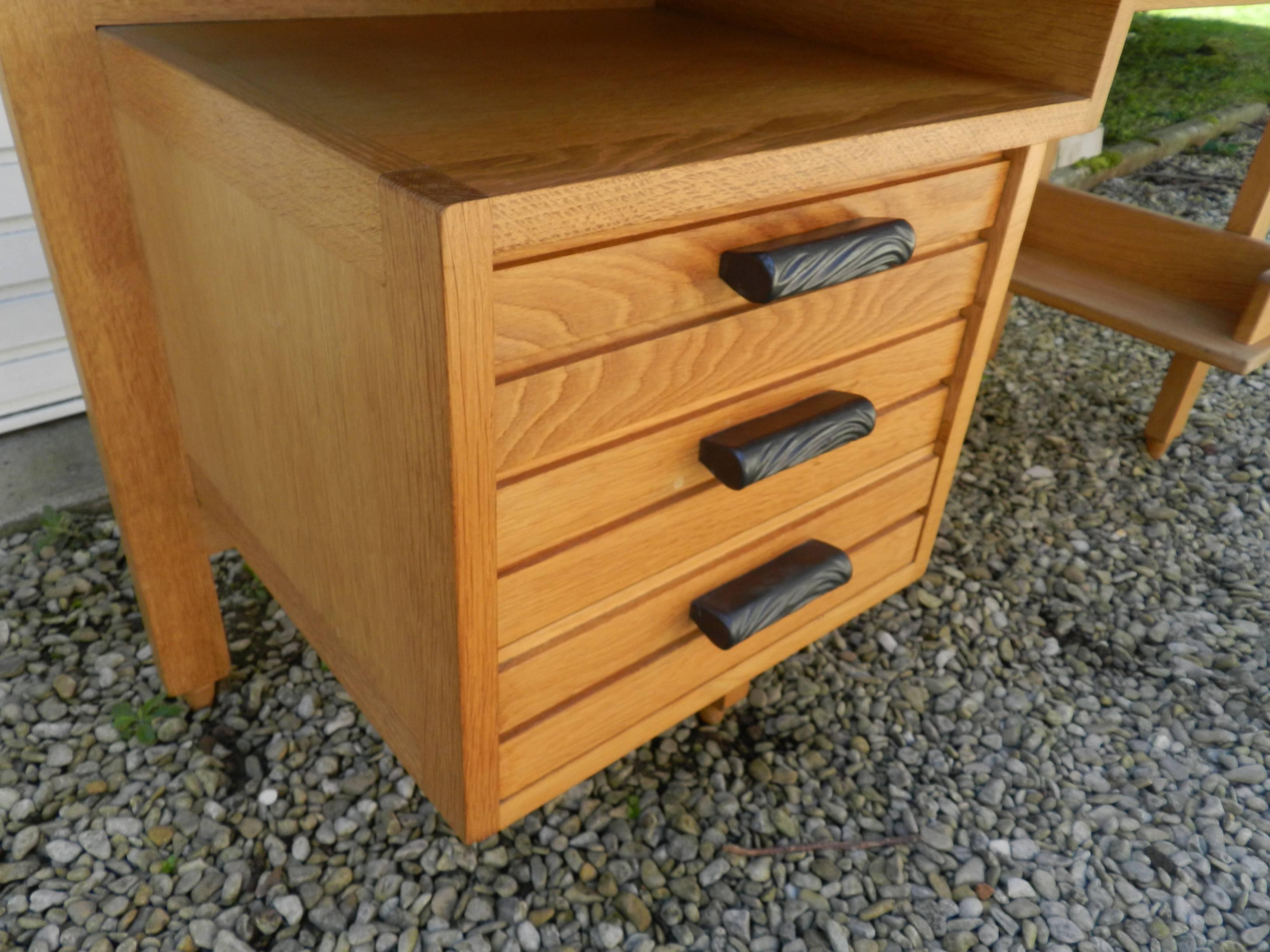 Guillerme & Chambron, Oak and Ceramic Desk, Edition Votre Maison In Good Condition In Saint-Ouen, FR