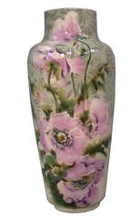 Saint-Amand Hamage:: Paire de vases en faïence de haute décoration