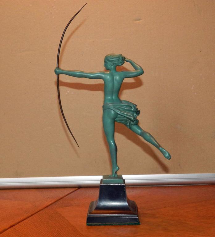 Demarc, "Diane Chasseresse", Art Deco Metal Sculpture at 1stdibs