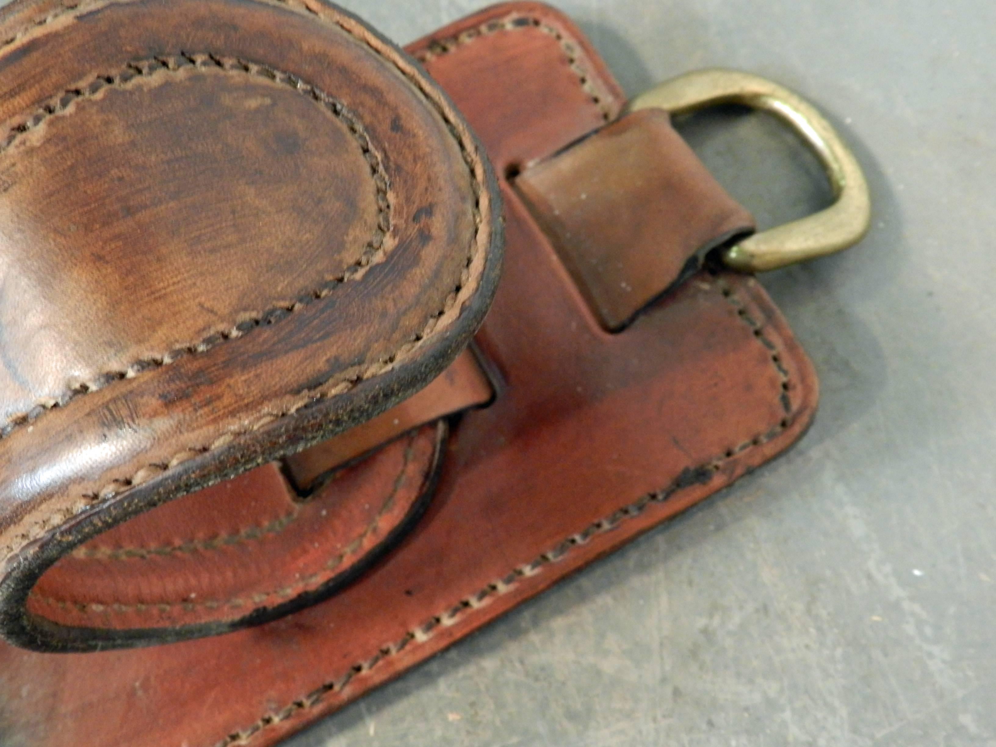 Mid-Century Modern Pair of Gun Racks in Leather in the Style of Jacques Adnet, circa 1950