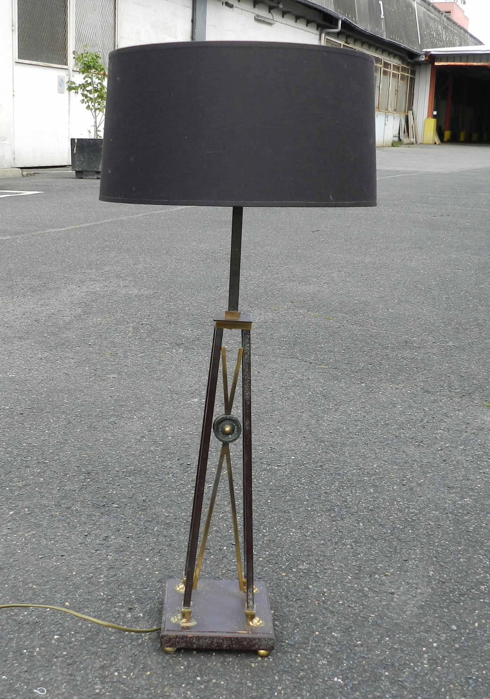 Brass and lacquered metal lamp, circa 1970.