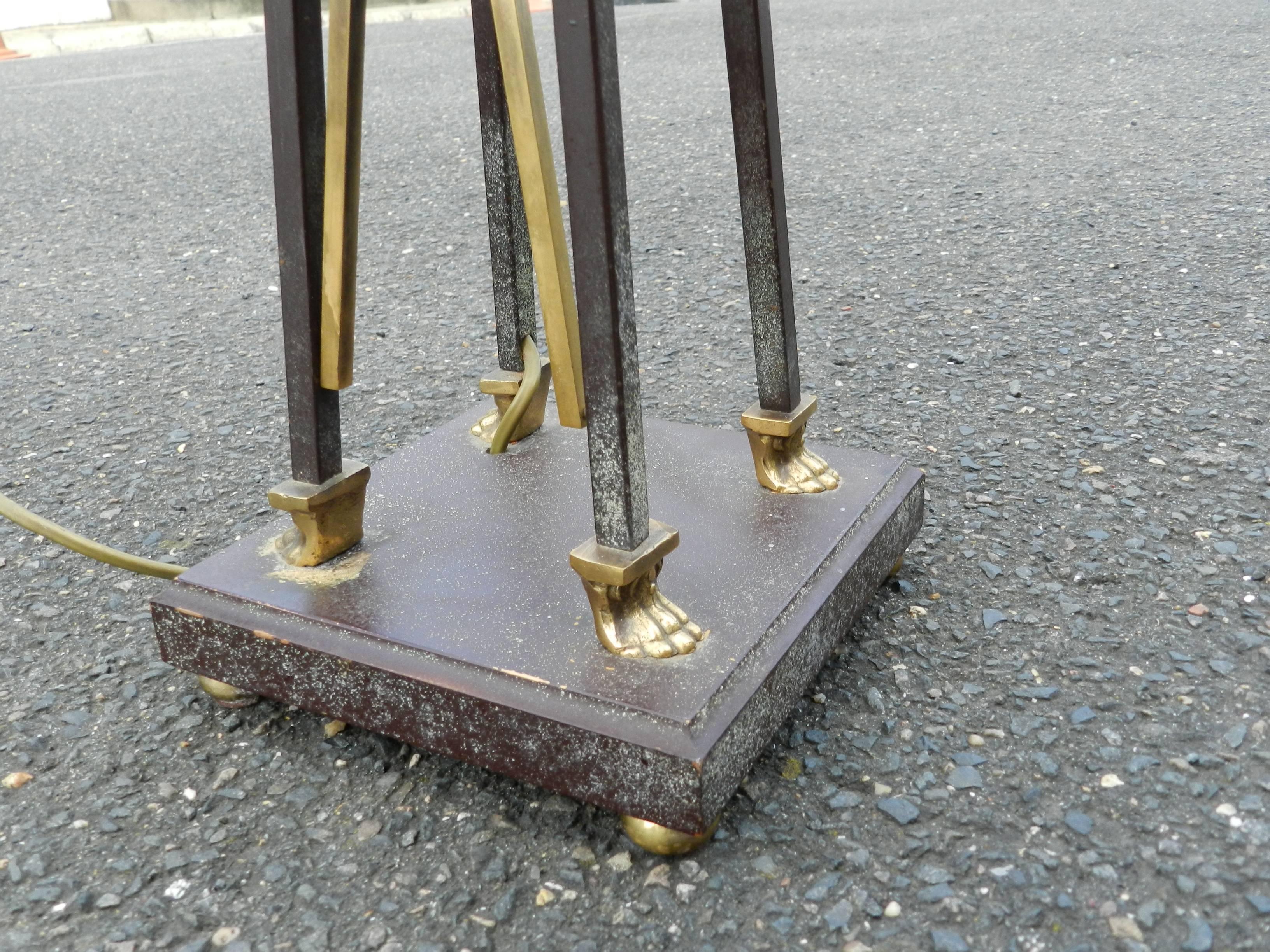 Mid-Century Modern Brass and Lacquered Metal Lamp, circa 1970