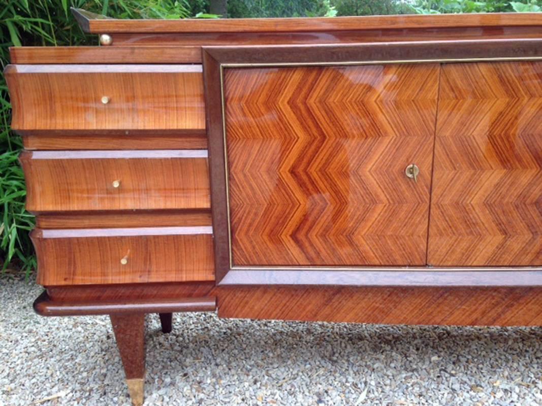 French Very Large and Original 1950 Sideboard in Rosewood