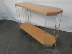 one Birch and Plexiglass Consoles circa 1970