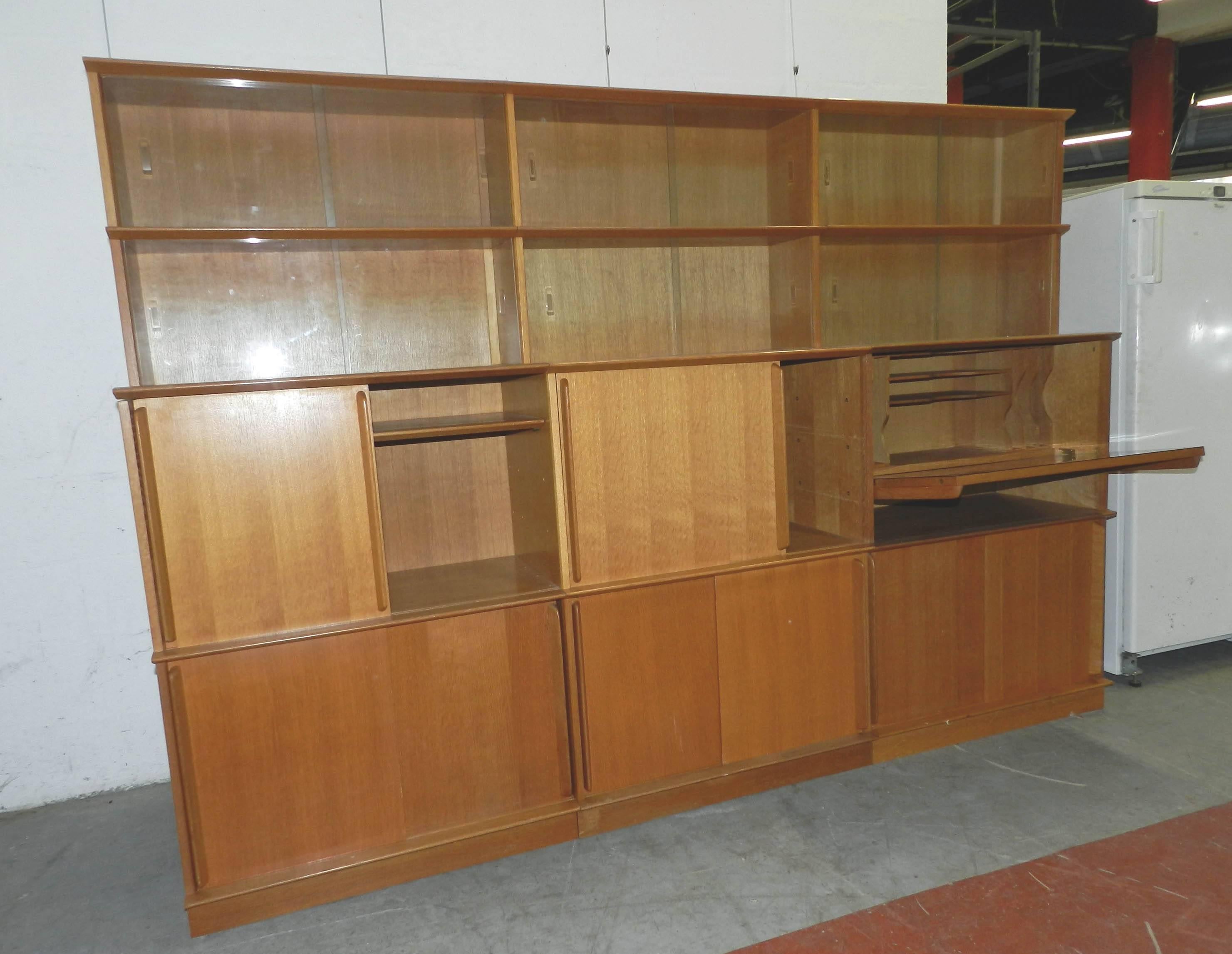 Mid-Century Modern Oscar, Large 1950 Oak Bookcases with Secretary Part