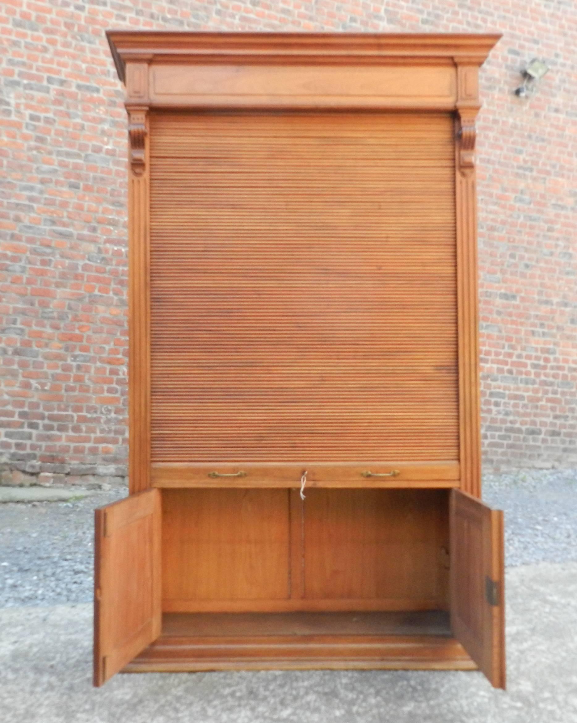 Arts and Crafts  Louvered-Door Cabinet in walnut circa 1900 For Sale