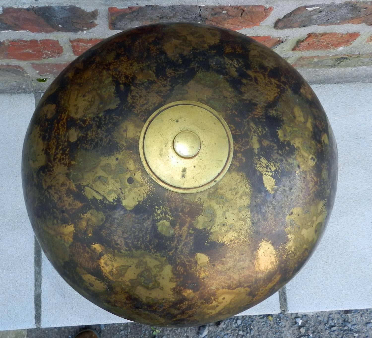 French Genet et Michon, Art Deco Bronze and Metal Lamp with Oxidation Design circa 1930