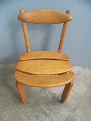 Guillerme & Chambron Set of Six Dining Chairs "Thierry" in Solid Oak