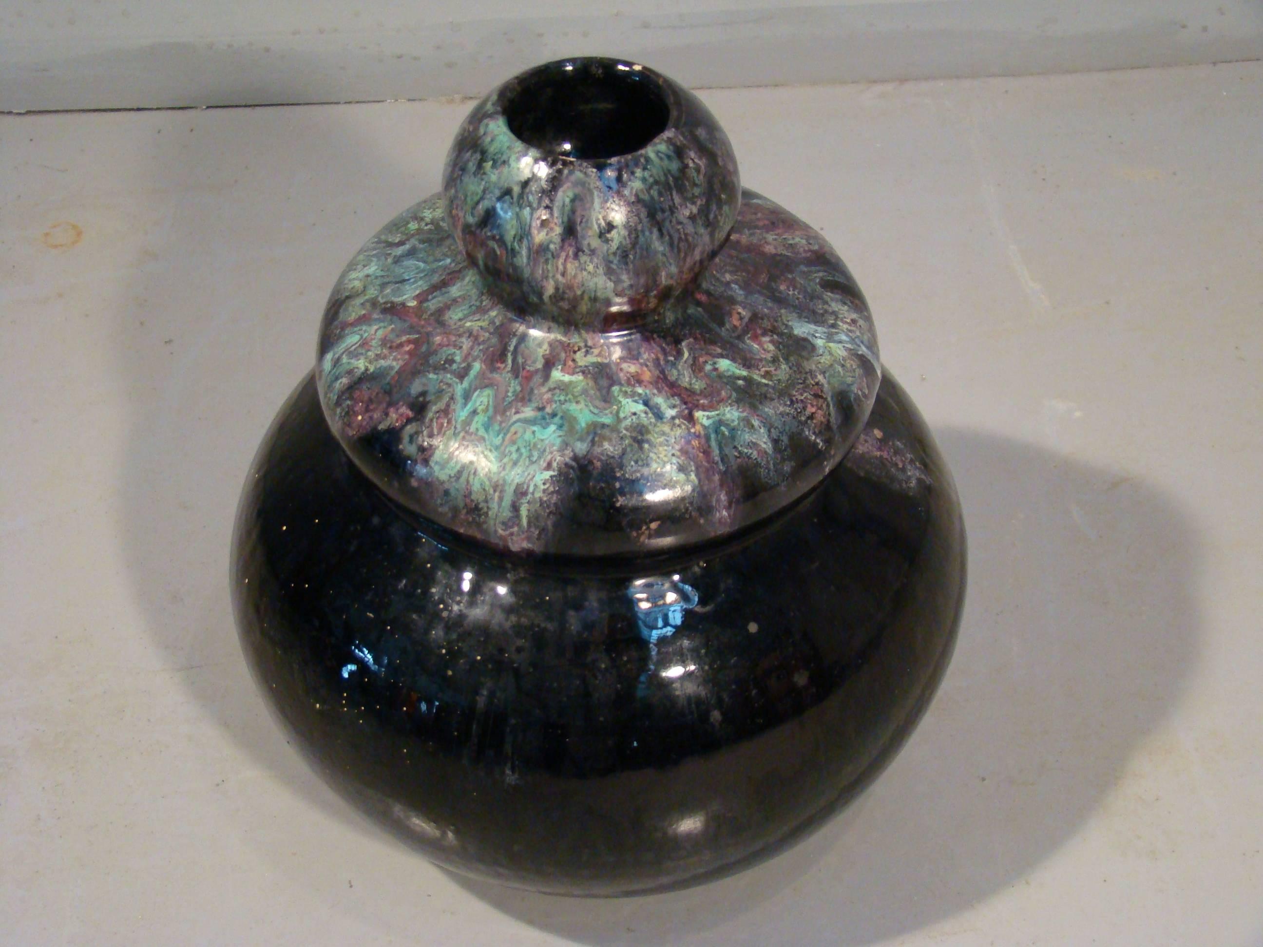 Art Deco Glazed Ceramic Vase by Primavera, Signed on Base Primavera