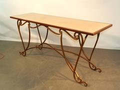 Large Gilt Wrought Iron and Marble Console, 1970