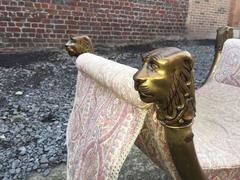 Siege Curule Art Déco En Laiton Et Bronze Vers 1950