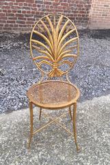 Gilt Lacquered Metal Chair in the Style of Gilbert Poillerat