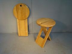 Set of Six Foldable Stools, in Maple, by Roger Tallon for Sentou, France, 1970s