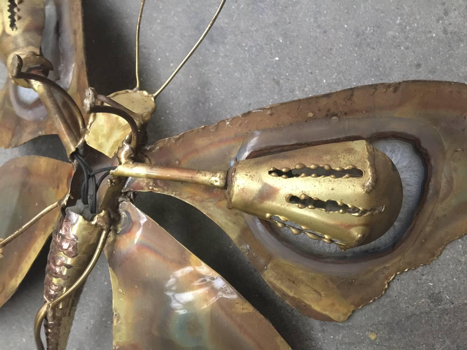 Late 20th Century Impressive Butterfly Sconce by Henri Fernandez, Atelier Jacques Duval-Brasseur