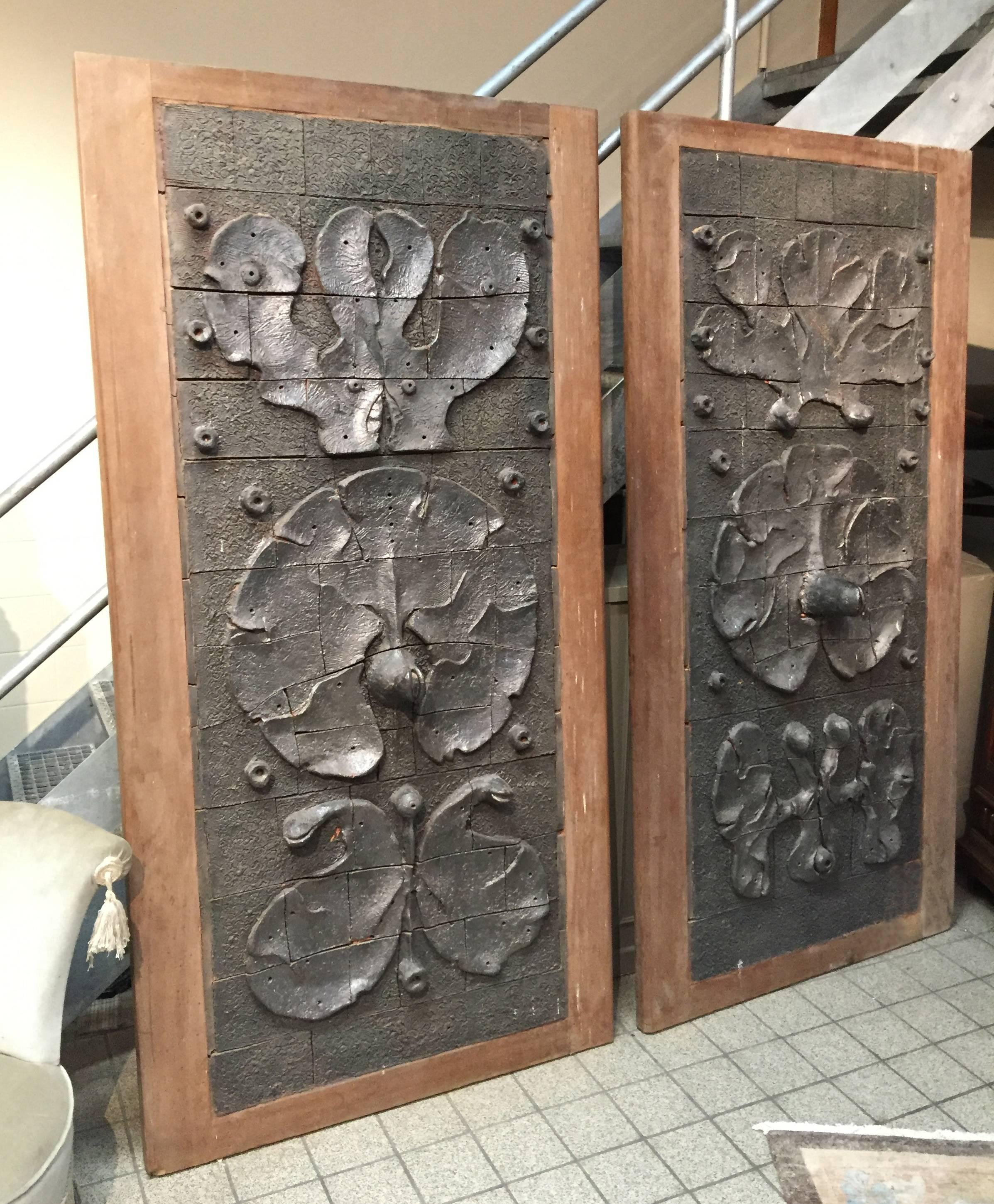 Modern Yves Rhaye, Exceptional Sliding Doors with Ceramic Design, circa 1970 For Sale