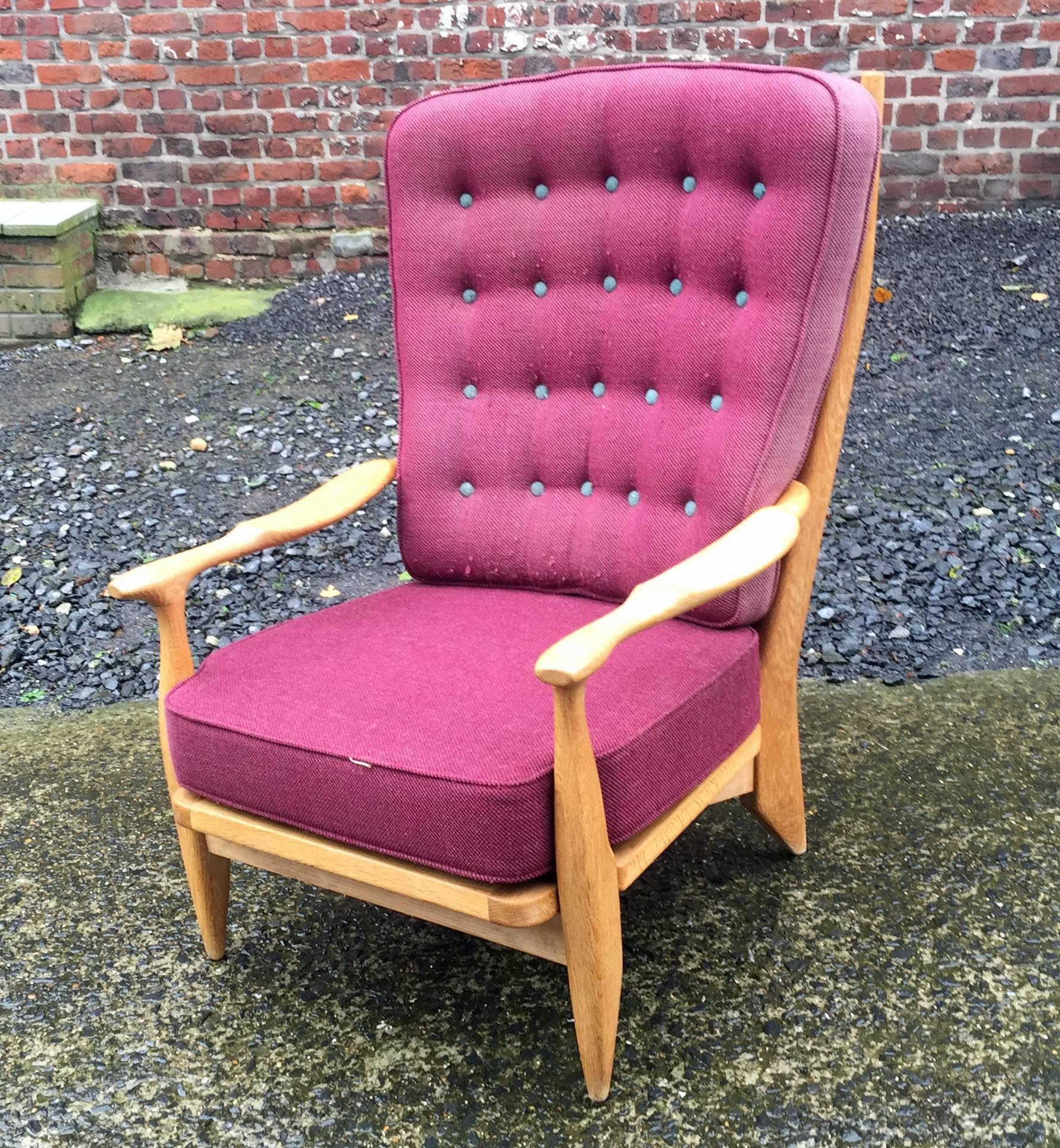 Modern Guillerme et Chambron, Oak Edouard Armchair, Edition Votre Maison 1975