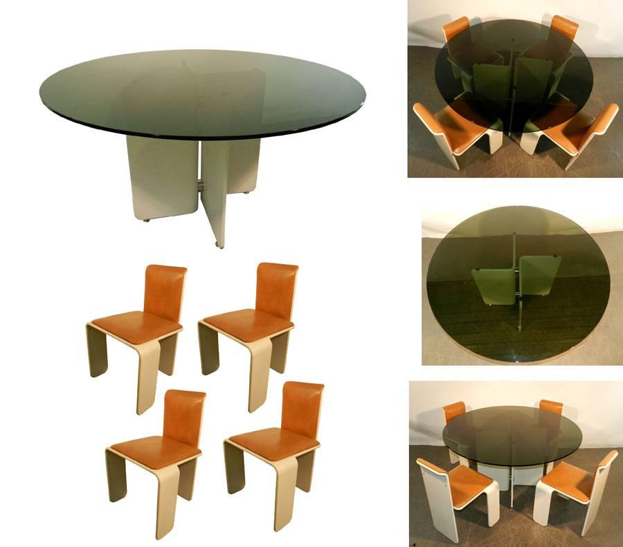 French Set of Thermoformed Wood Dining Room, circa 1960, Prototype For Sale