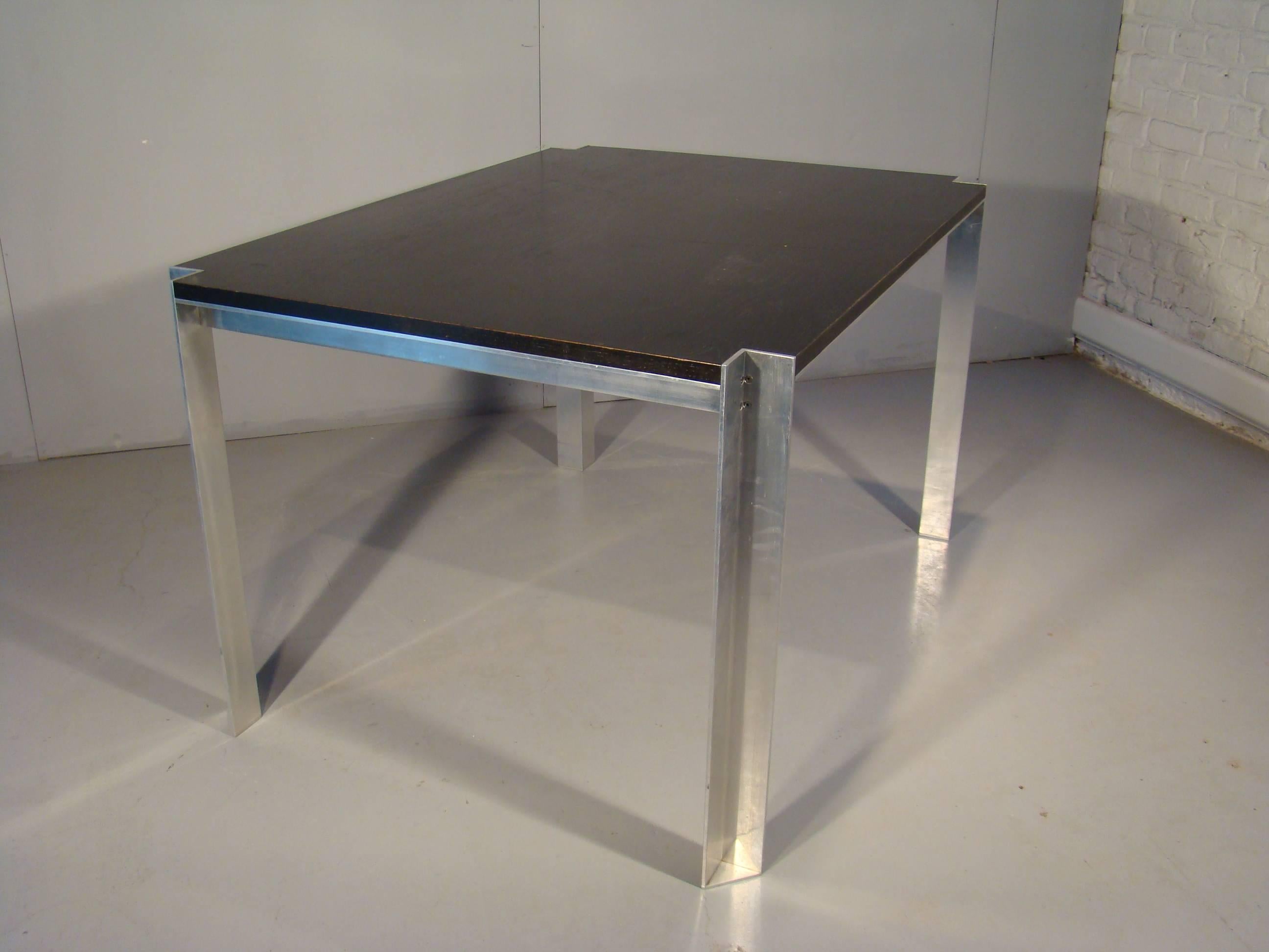Georges Frydman, steel table with lacquered wood top. Edition E.F.A.