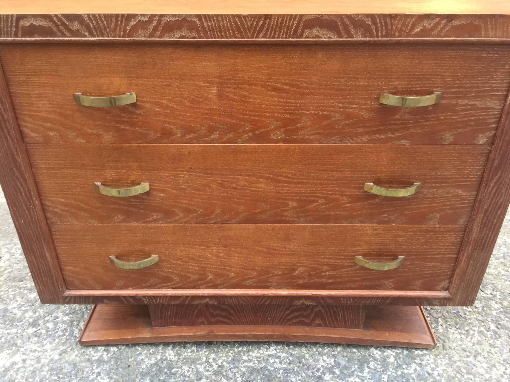 Mid-20th Century Jacques Adnet Style of Art Deco Oak Chest of Drawers, circa 1940s